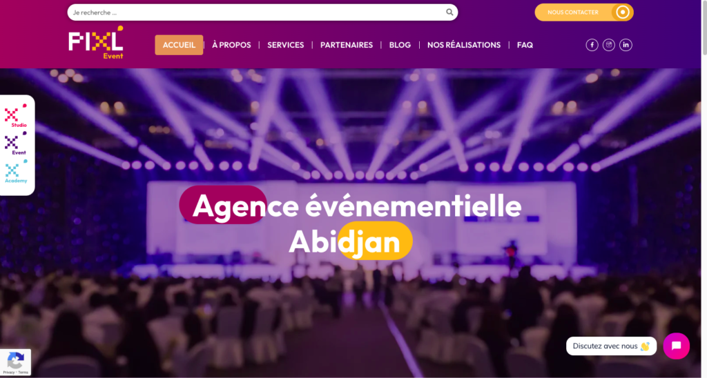 site vitrine - Capture pixlevent