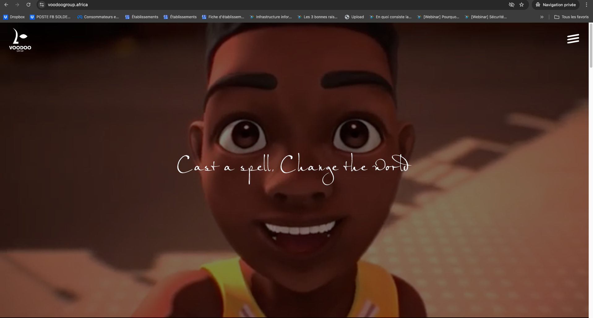 Capture d'écran site web voodoo communication