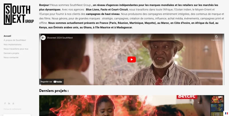 capture ecran site web agence publicité South next