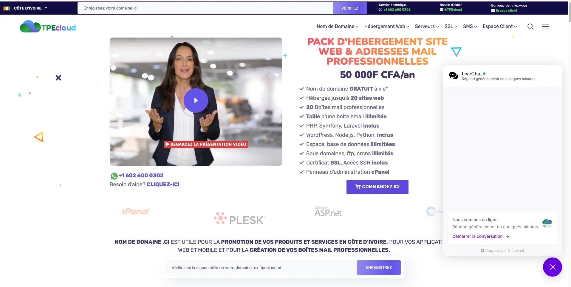 TPE Cloud plateforme d'hébergement web en Cote d'Ivoire