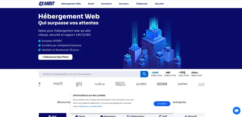Oxahost plateforme d'hébergement web en Cote d'Ivoire 