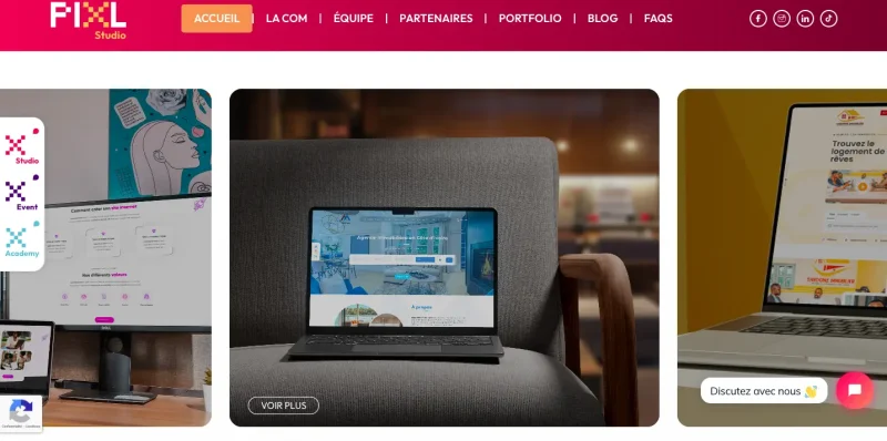 Capture site Pixlstudio, agences de stratégie de contenu à Abidjan